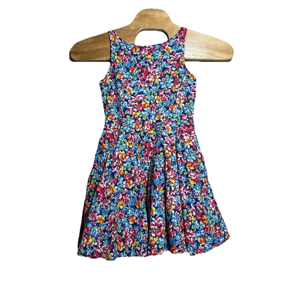 Polo Ralph Lauren Blue Floral Girl‎ Dress Size 16 Fit And Flare